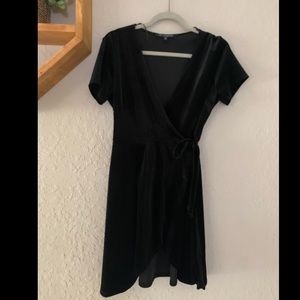 Velvet shade black wrap dress little black dress